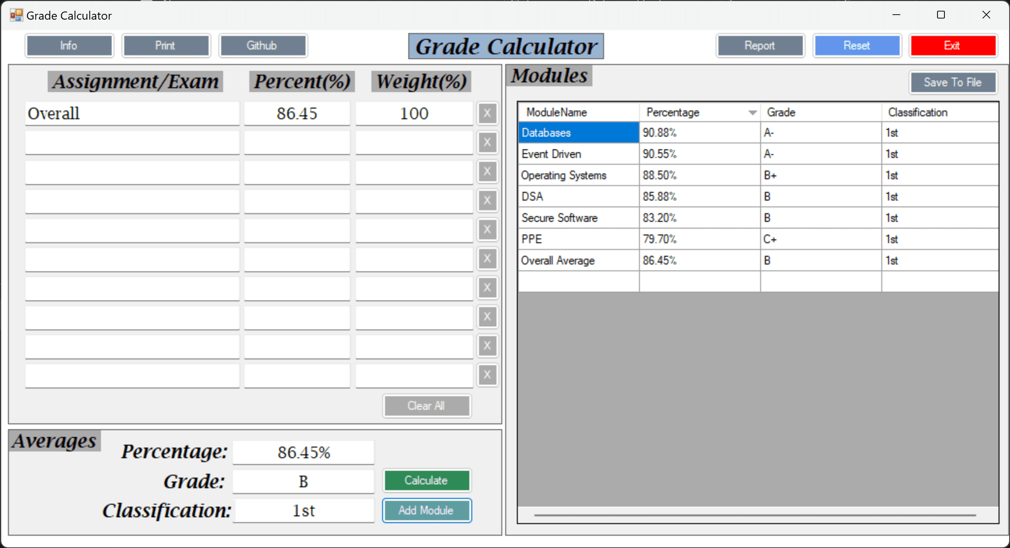 Grade Calculator Project
